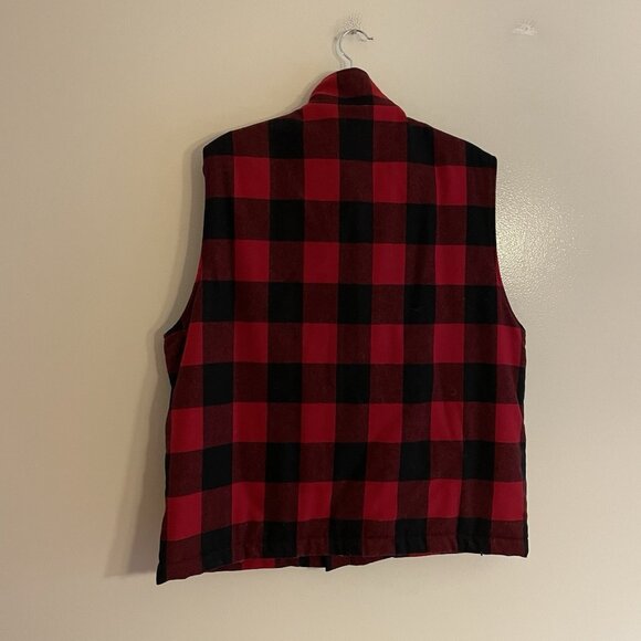 Pendleton Men SZ XL Red/Black Buffalo Checked 3M Thinsulate Zip Up Jacket Vest - Picture 8 of 10